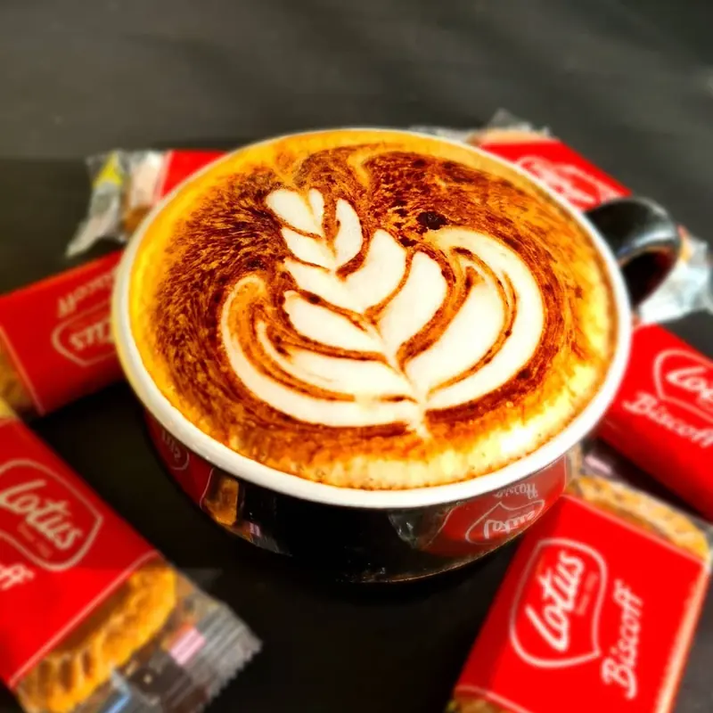Perfect latte pour at MK Bower Cafe